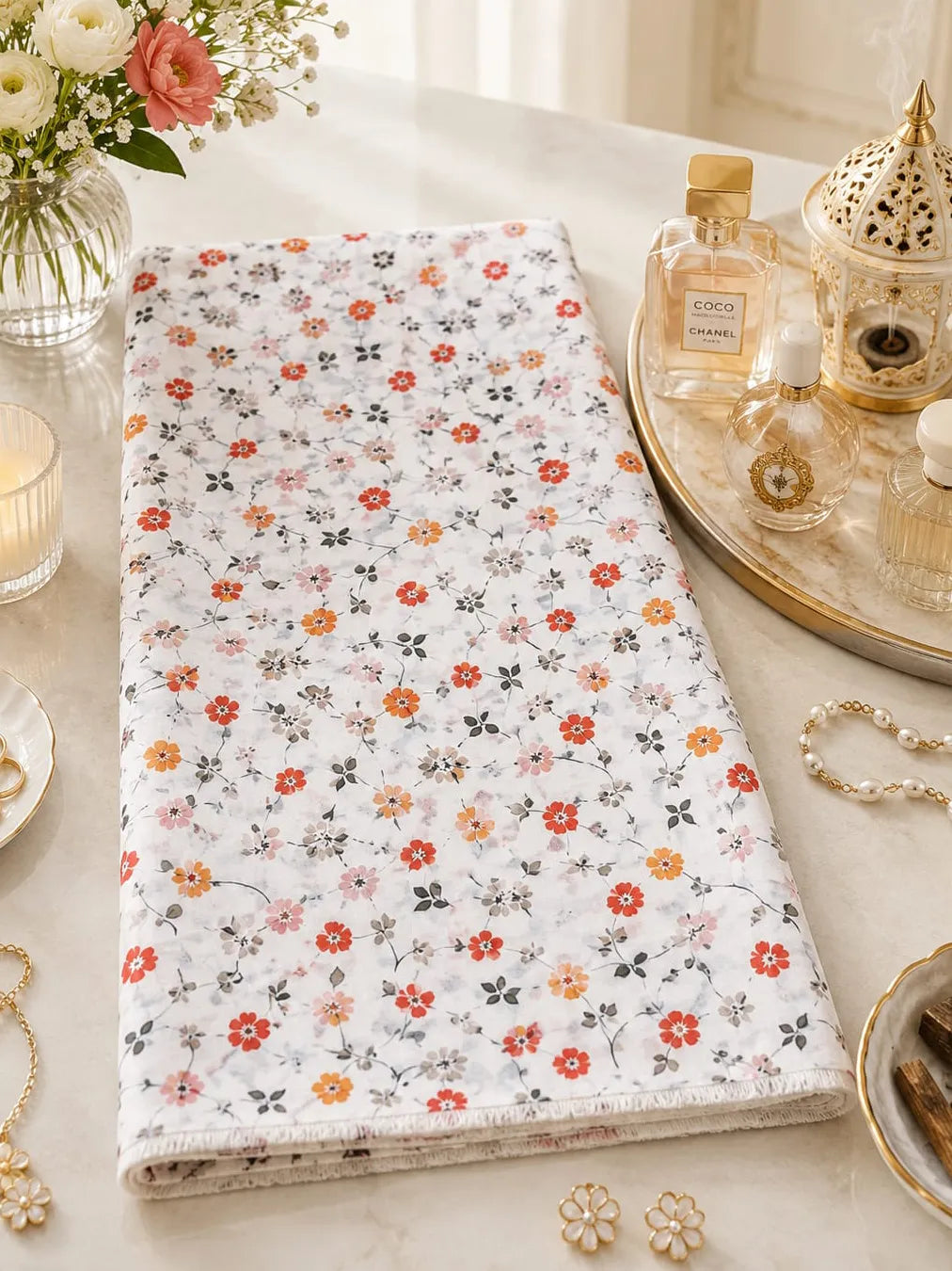 Coral Blossom Grace | Premium Thailand Printed Cotton Poplin