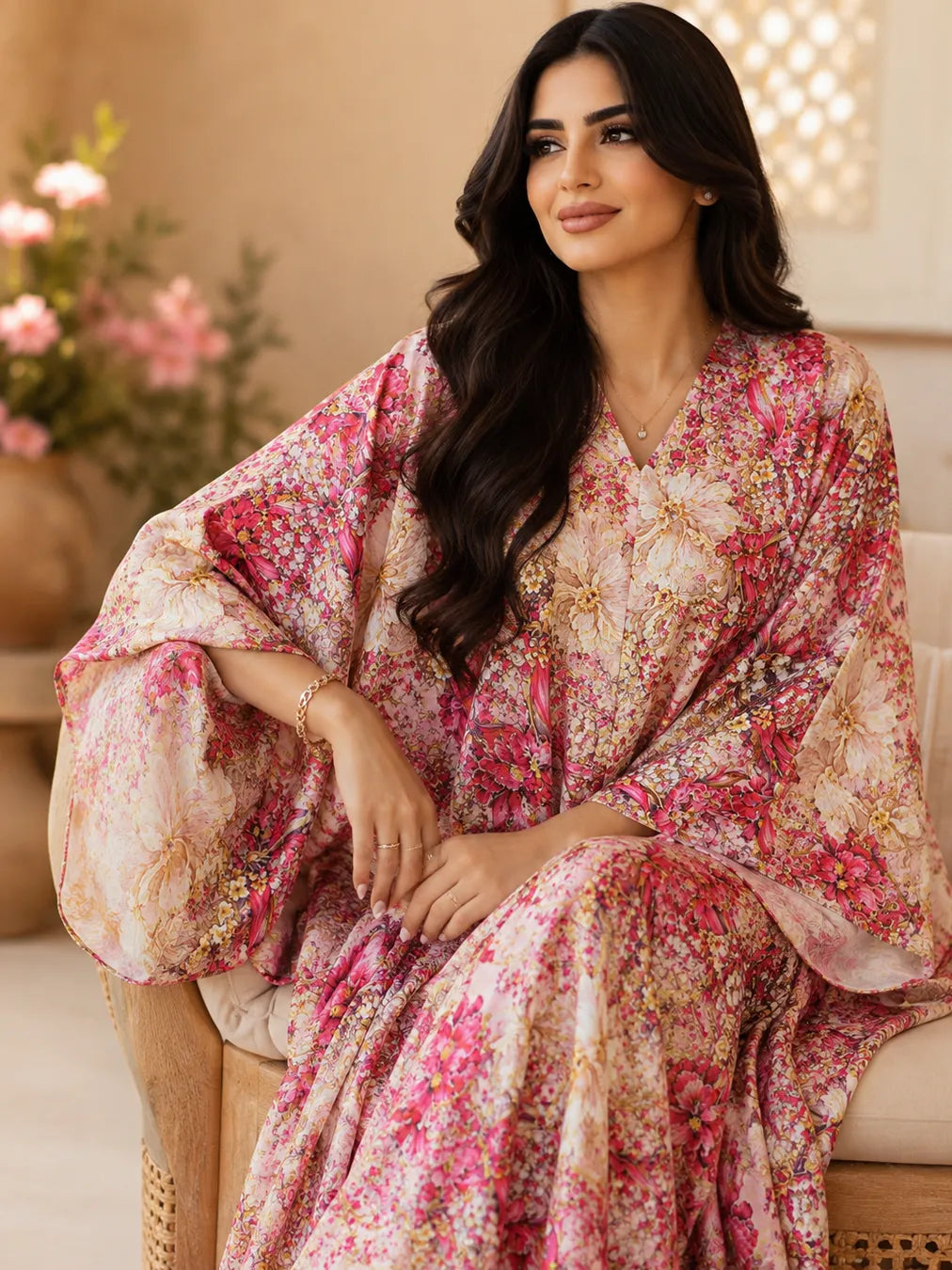 Al Hosn Swiss Cotton A Symphony of Pink & Gold