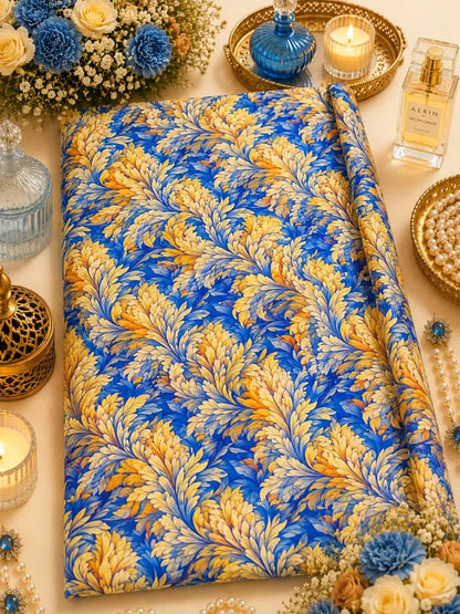 Al Hosn Swiss Cotton Bold in Blue, Brilliant in Gold