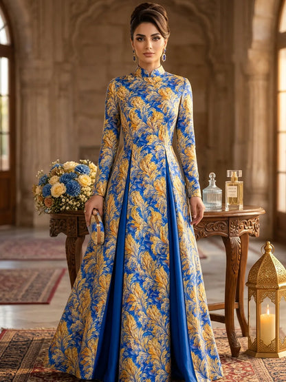 Al Hosn Swiss Cotton Bold in Blue, Brilliant in Gold