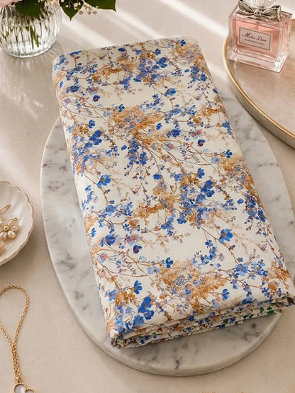 BLUE BLOSSOMS, GOLDEN GRACE — AL HOSN SWISS COTTON