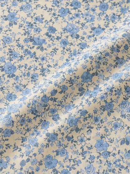 Blue Blossom Grace – Luxury Printed Cotton Poplin