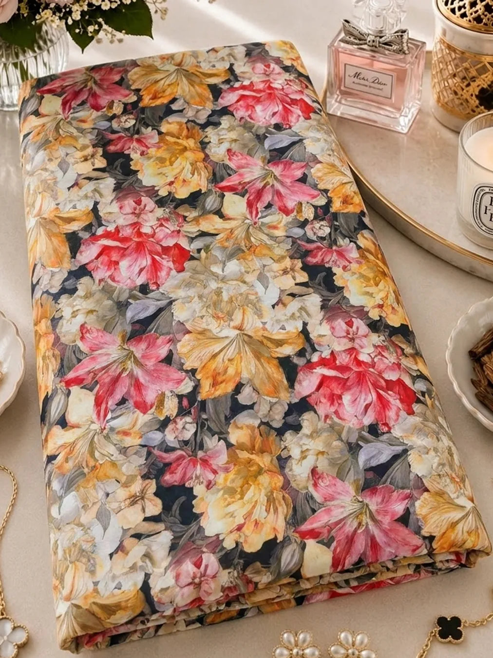 DARK FLORAL ELEGANCE, AL HOSN SWISS COTTON