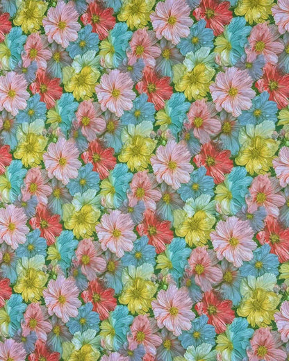 Premium Multicolor Floral Fabric – Trendy Arabic Style Fashion Textile