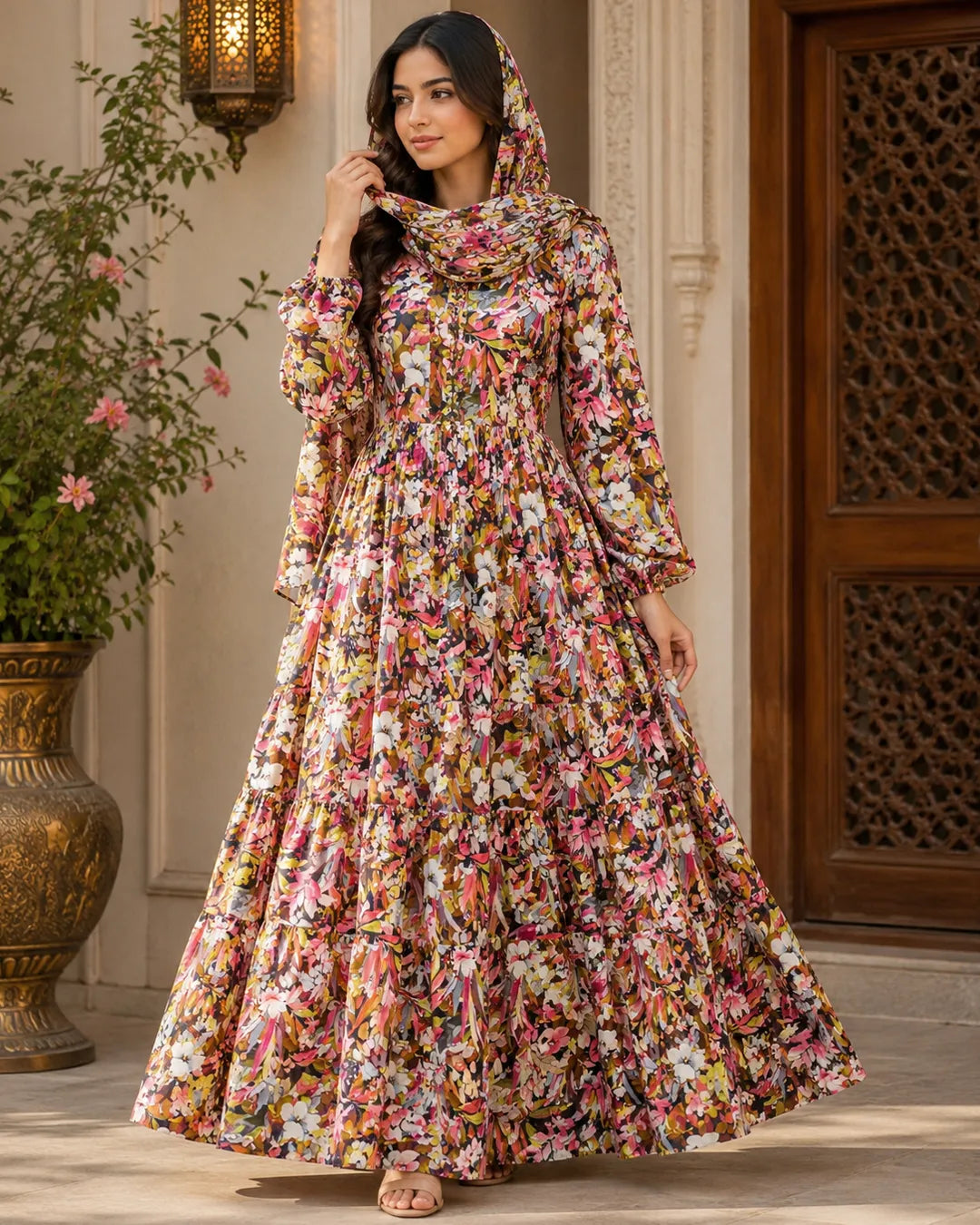 Elegant Multicolor Flower Fabric – Soft Luxury Dress Material Swiss Cotton