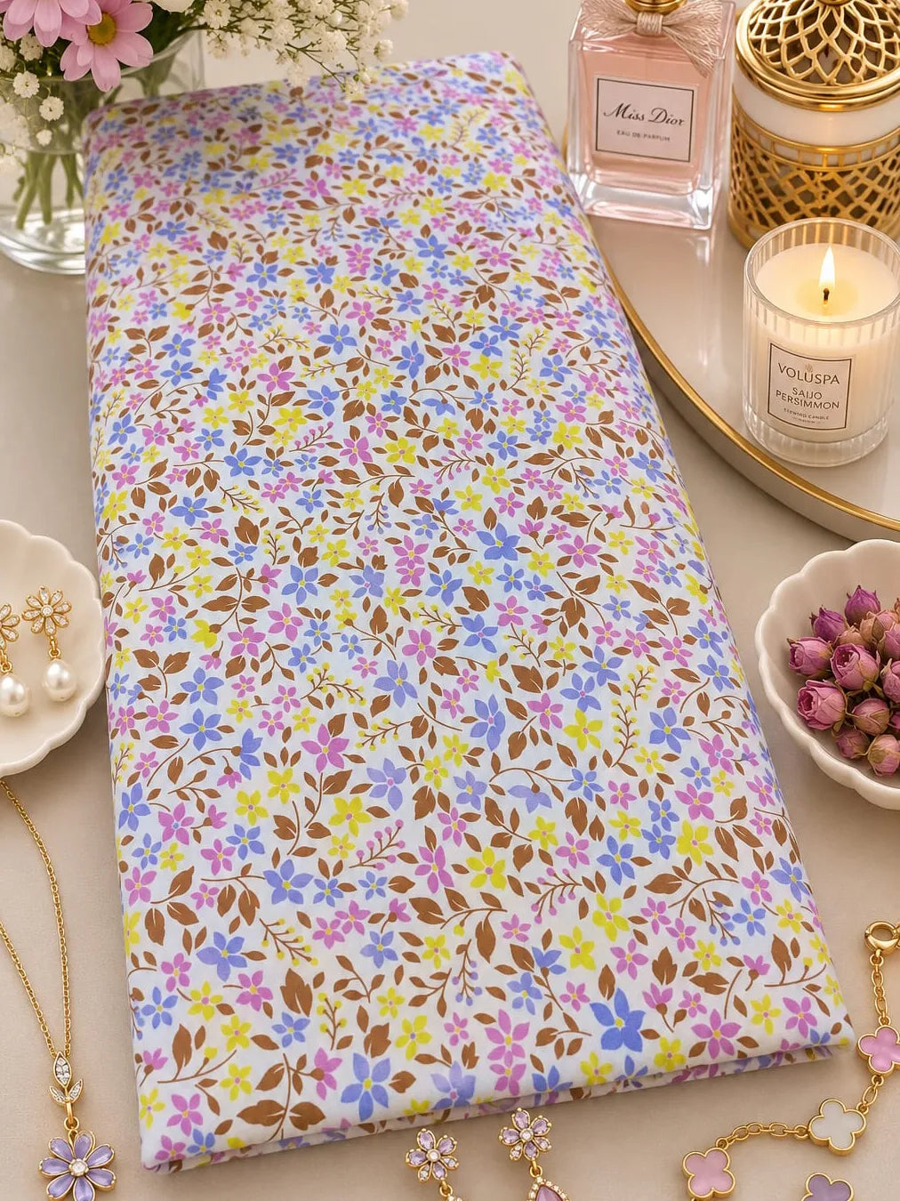 Spring Petal Symphony – Luxury Floral Cotton Poplin