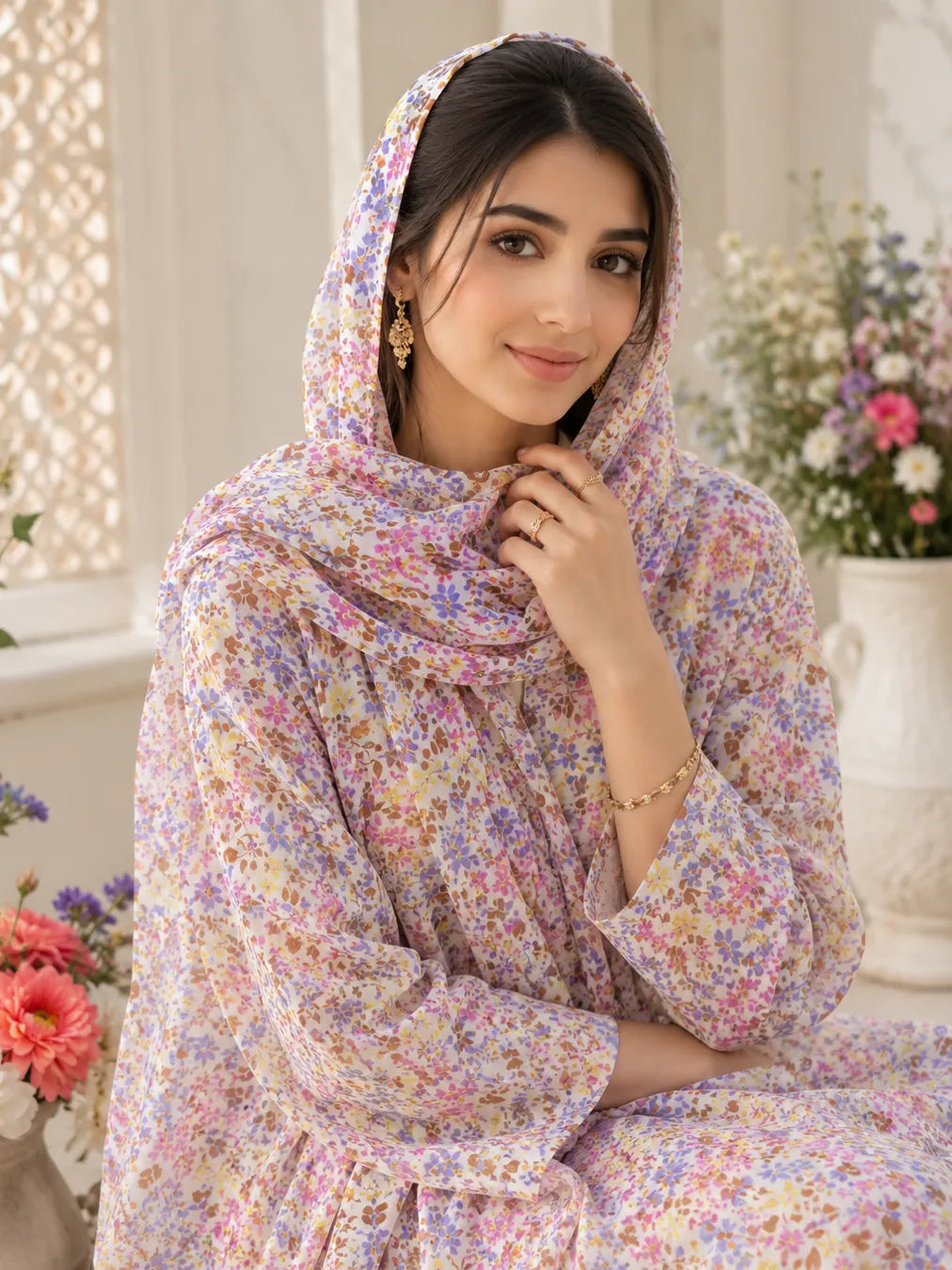 Spring Petal Symphony – Luxury Floral Cotton Poplin