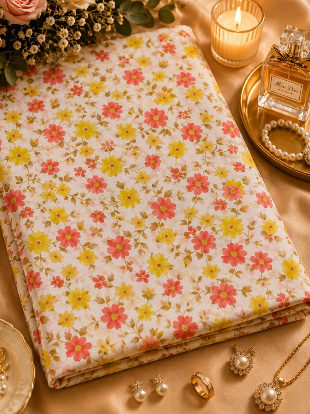 GOLDEN BLOOMS, TIMELESS BEAUTY-  THAILAND COTTON POPLIN