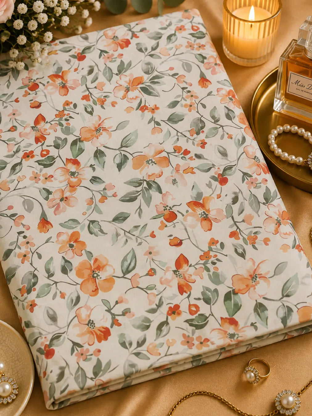 PEACH BLOSSOM ELEGANCE - THAILAND COTTON POPLIN