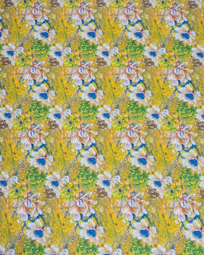 Golden Flower Paradise Fabric – Premium Soft Dress Material
