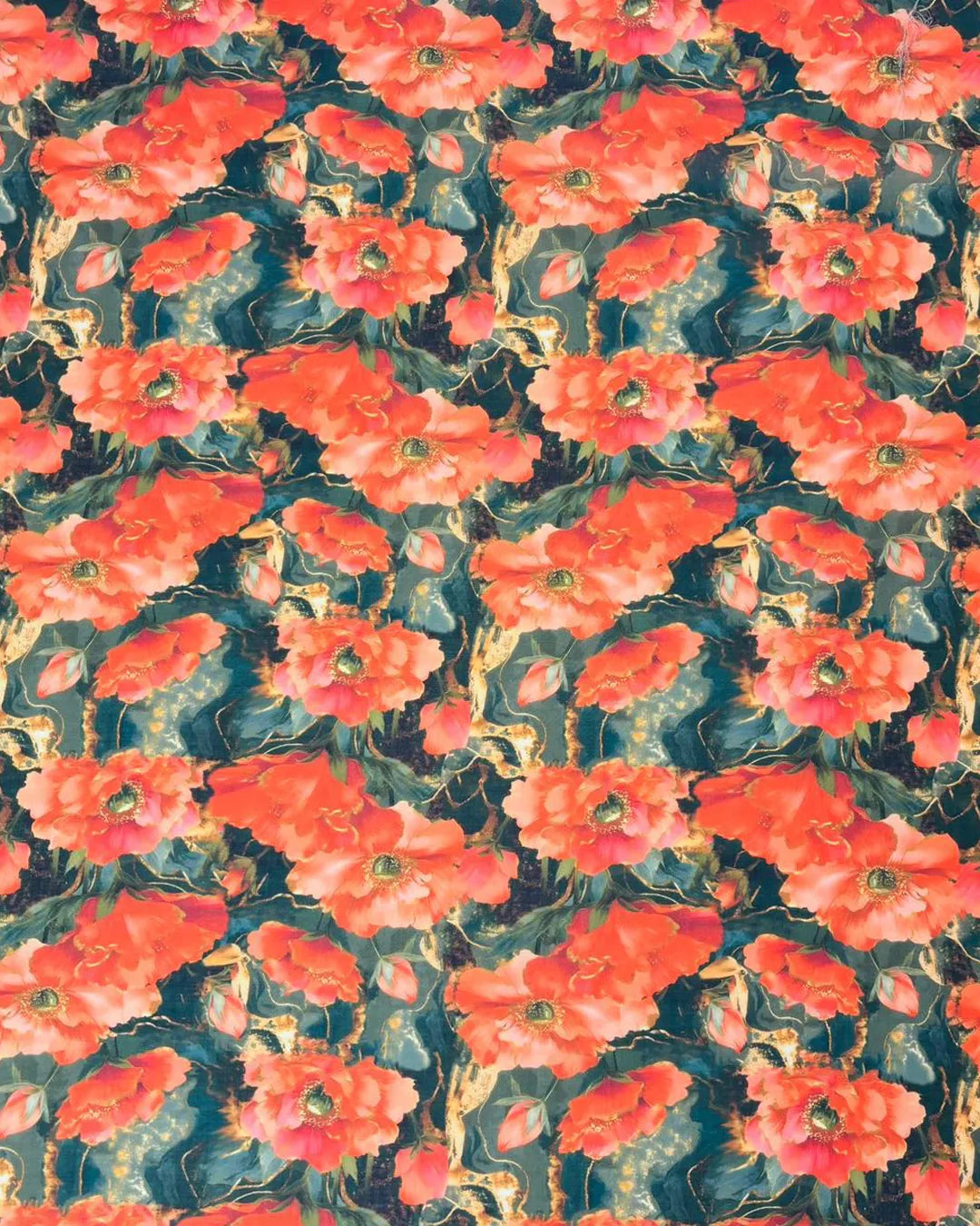 Luxury Red Floral Fabric – Premium Designer Fabric for Elegant Dresses