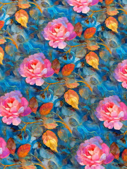 Al Hosn Swiss Cotton Ocean Hues & Blushing Blooms