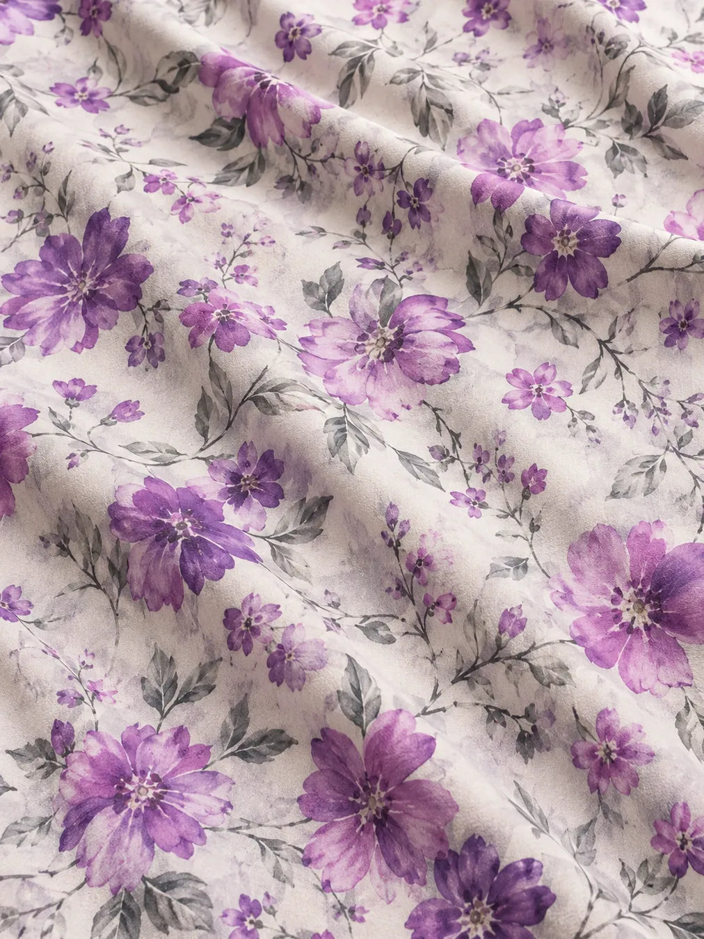 ROYAL PURPLE BLOOMS — THAILAND COTTON POPLIN