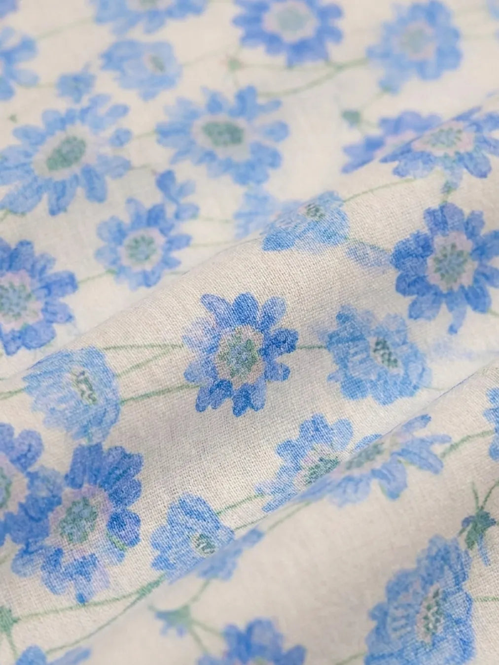 SKY BLUE BLOOMS — THAILAND COTTON POPLIN