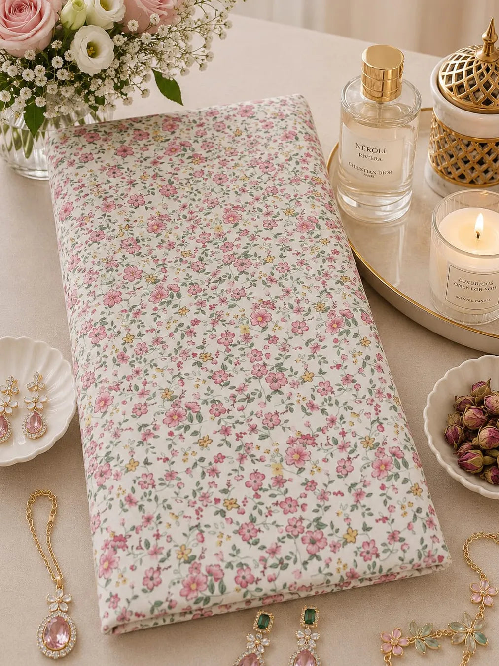Elegant Blossom – Premium Thailand Printed Cotton Poplin Fabric