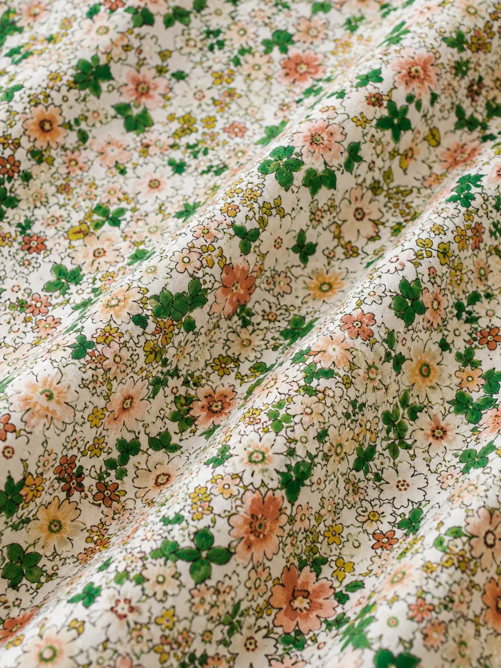 Thailand Printed Cotton Poplin Fabric – Elegant Peach Floral Print in Premium Cotton