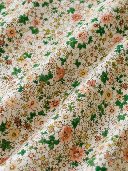 Thailand Printed Cotton Poplin Fabric – Elegant Peach Floral Print in Premium Cotton