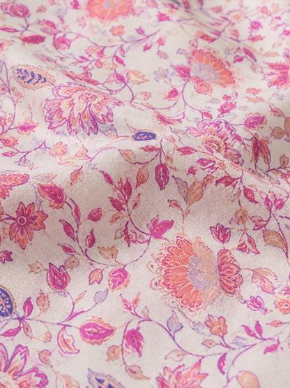 Thailand Printed Cotton Poplin Fabric – Elegant Pink Floral Print for Timeless Style