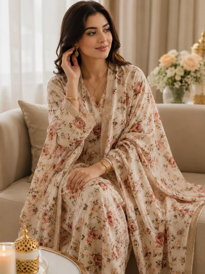 Thailand Printed Cotton Poplin Fabric – Vintage Rose Floral Elegance in Premium Cotton