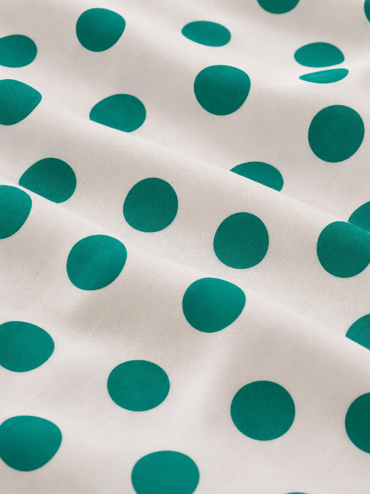Cotton Thailand Printed Cotton Poplin Fabric – Elegant Teal Polka Dot on Premium Cotton